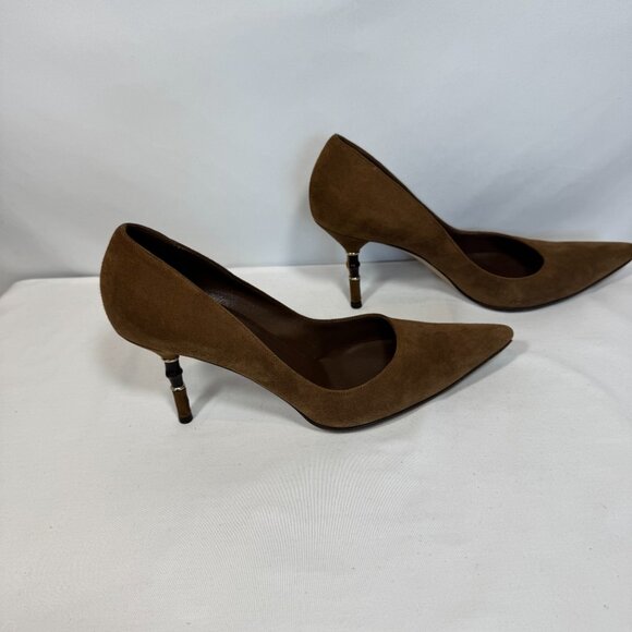 GUCCI NUTMEG BROWN PUMPS w/BAMBOO HEEL ACCENT– SIZE 8.5B - Picture 7 of 15
